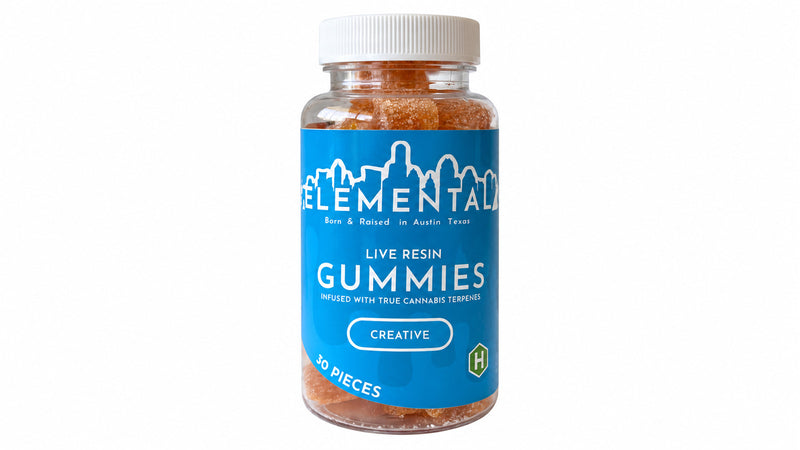 Elemental - D9 Live Resin Terpene Gummies — Creative (H) — package on white