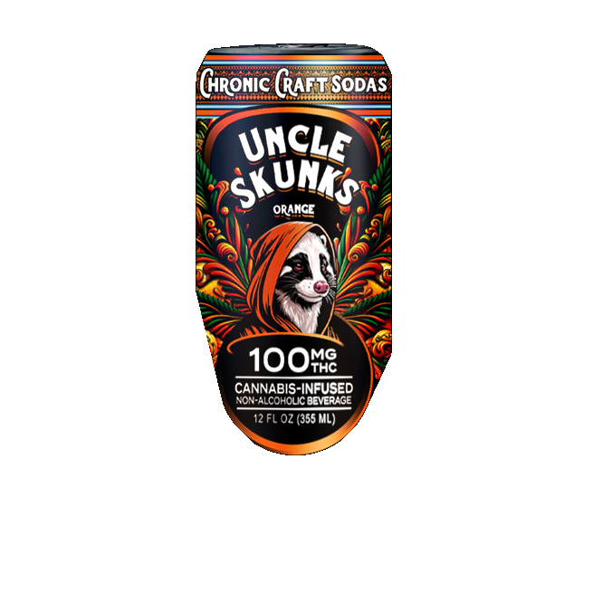 Uncle Skunks - 100mg D9 Chronic Craft Soda — Orange — approved package on white