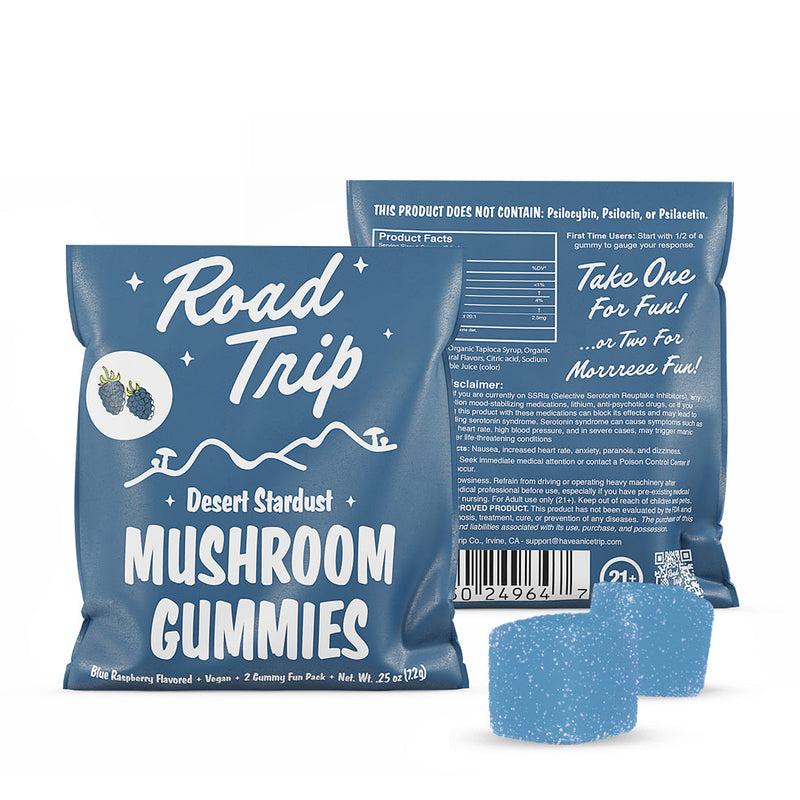 Road Trip Desert Stardust Mushroom Gummies — Blue Raspberry 2ct pouch