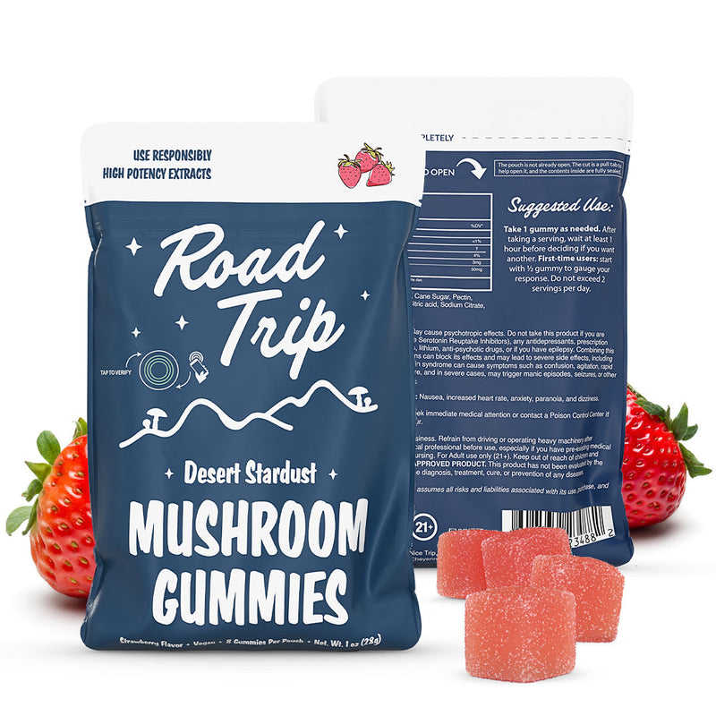 Road Trip Desert Stardust Mushroom Gummies — Strawberry 8ct pouch