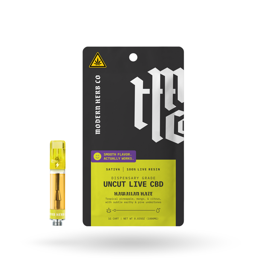 Live CBD Uncut Vape Cartridge, Hawaiian Haze (Sativa), 1g