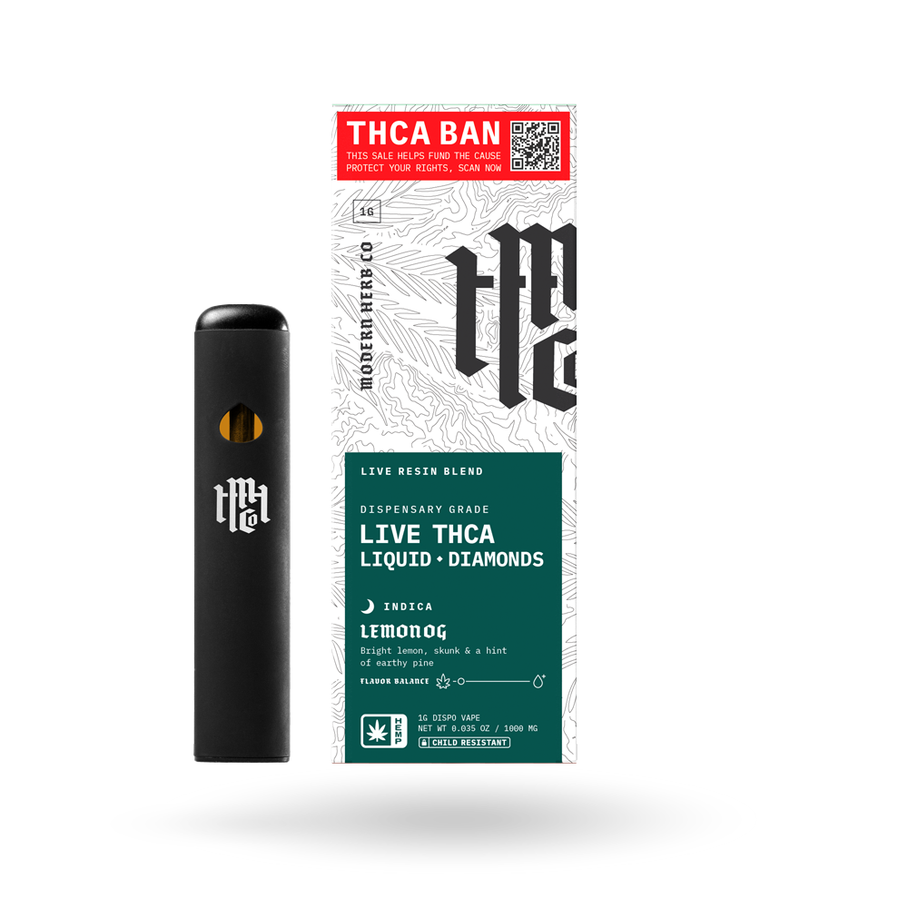 THCa Disposable Live Resin Liquid Diamonds: Lemon OG (Indica) - 1g