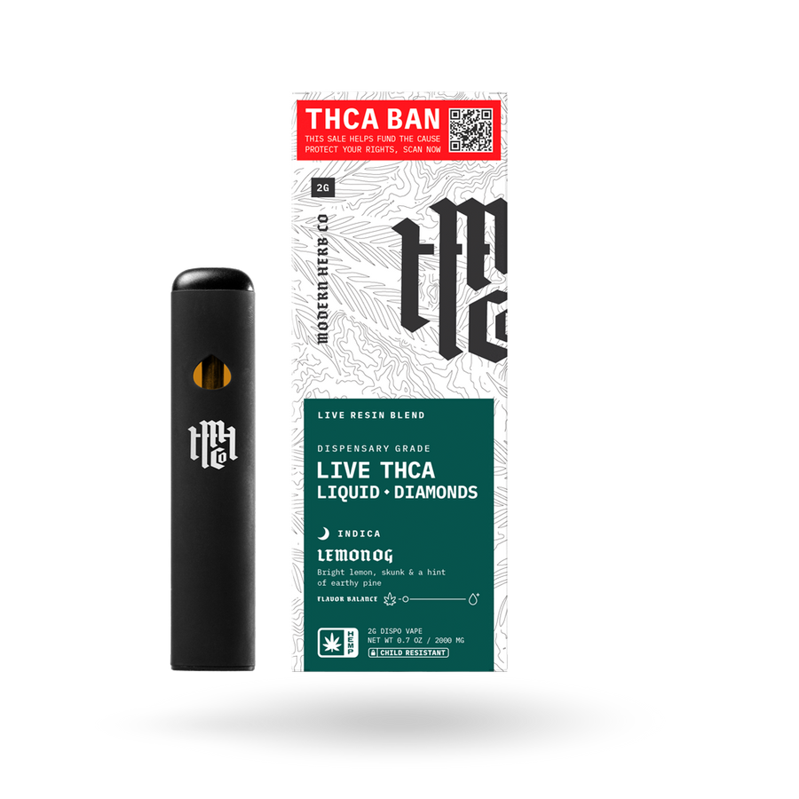 THCa Disposable Live Resin Liquid Diamonds: Lemon OG (Indica) - 2g