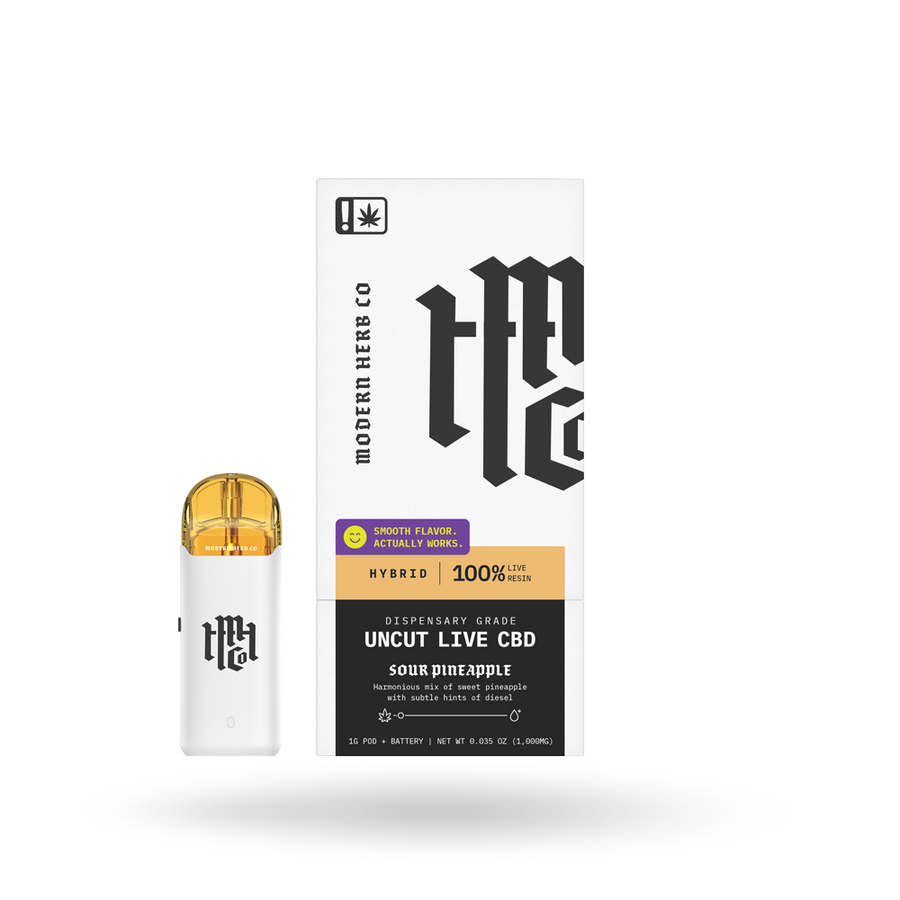 Live CBD Uncut Pod Starter Kit: Sour Pineapple (Hybrid) 1g