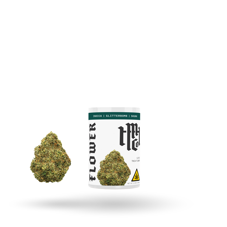 THCa Flower: Glitterbomb (Indica), 1/8oz