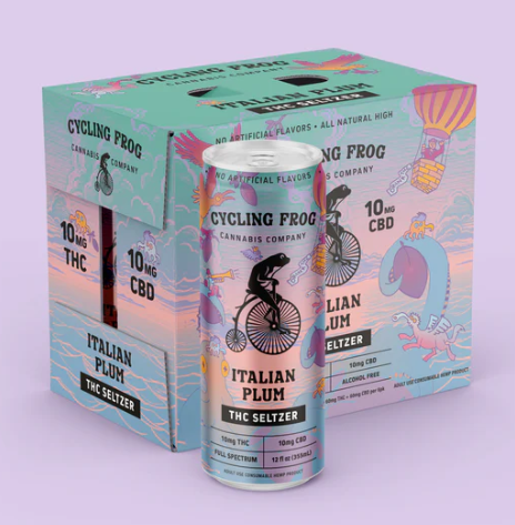 Cycling Frog 10mg THC + 10mg CBD Seltzer, Italian Plum - Limited Edition