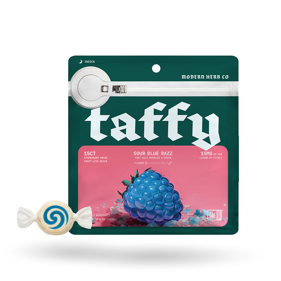 Live Resin D9 Taffy: Sour Blue Razz (Indica), 15ct