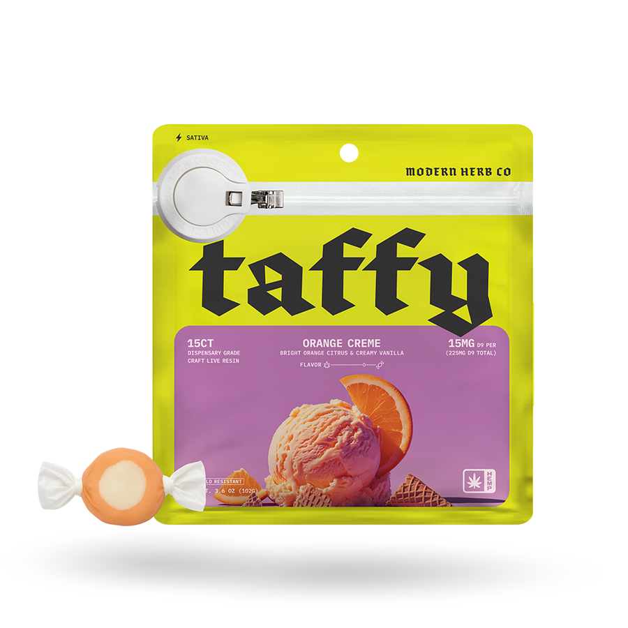 Live Resin D9 Taffy: Orange Creme (Sativa), 15ct