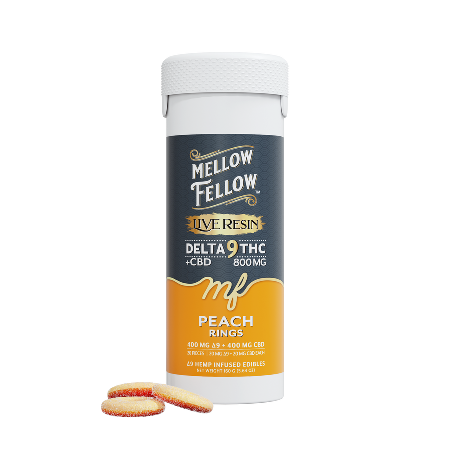 Mellow Fellow - Live Resin 800mg D9 Rings — Peach 20ct