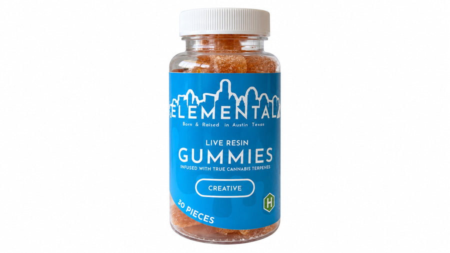Elemental - D9 Live Resin Terpene Gummies — Creative (H) — package on white