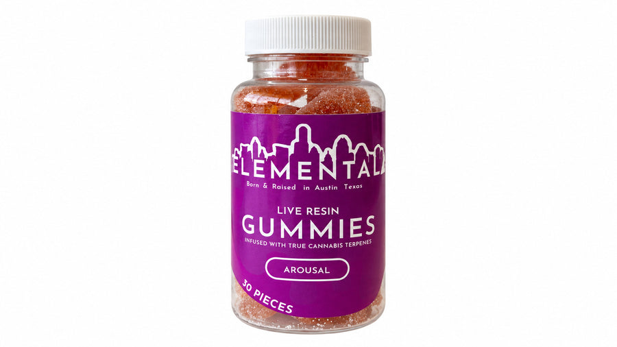Elemental - D9 Live Resin Terpene Gummies — Arousal (H) — package on white