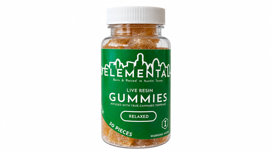 Elemental - D9 Live Resin Terpene Gummies — Relaxed (I) — package on white