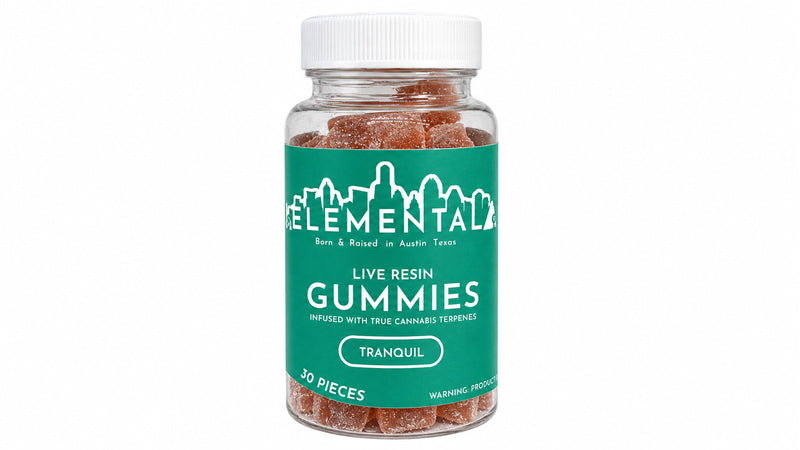 Elemental - D9 Live Resin Terpene Gummies — Tranquil (I) — package on white