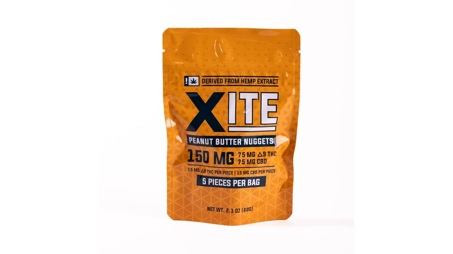 Xite - 15mg D9: 15mg CBD Minis — Peanut Butter 5ct — package on white