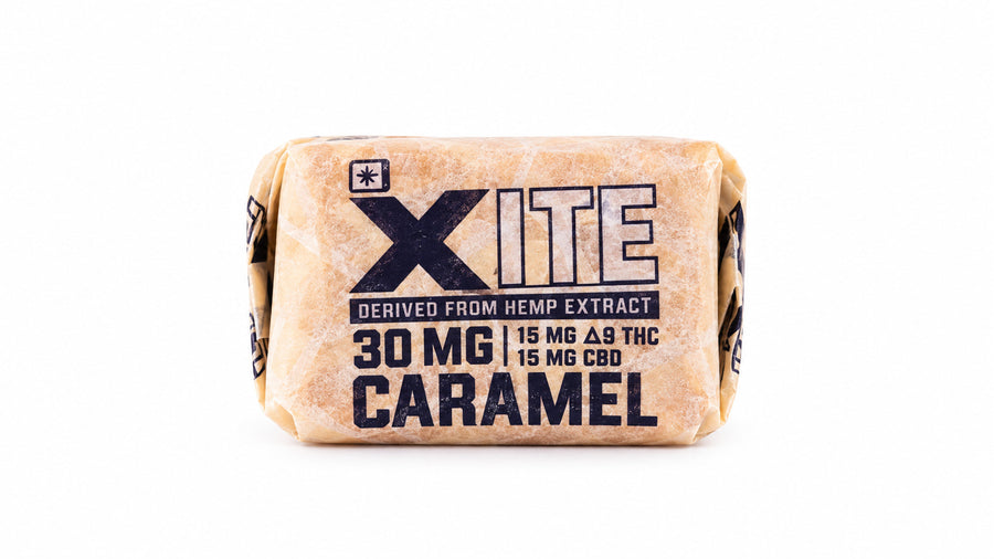 Xite - 15mg D9: 15mg CBD Minis — Butter Cream Caramel 1ct — package on white