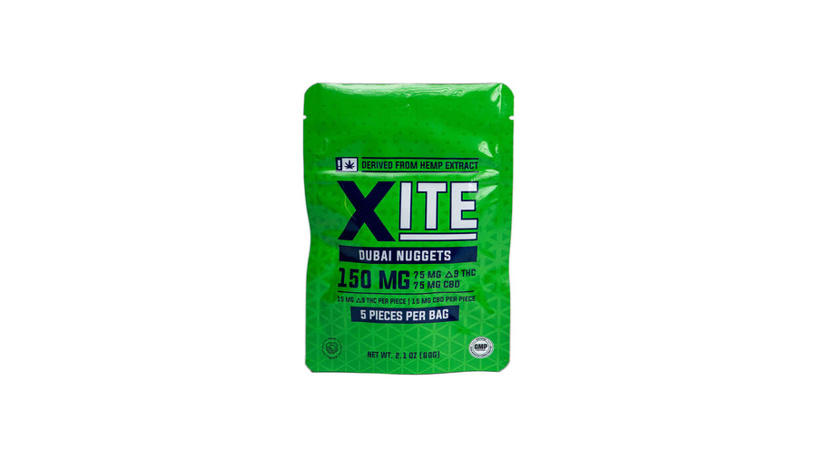 Xite - 15mg D9: 15mg CBD Minis — Dubai 5ct — package on white