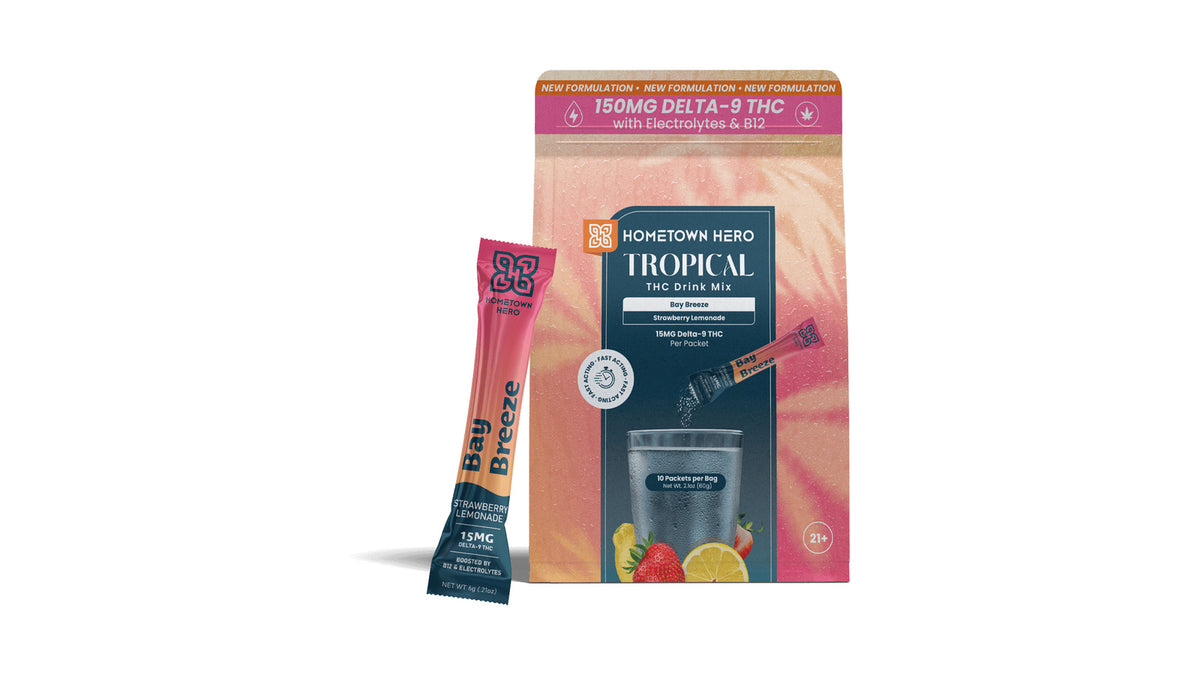 Hometown Hero - 15mg D9 Tropical Drink Mix · Bay Breeze — on white
