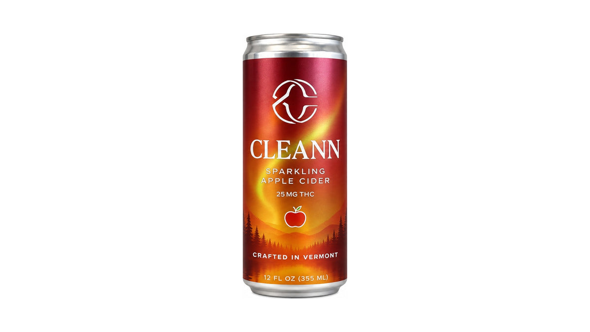 Cleann Sparkling Apple Cider 25mg THC — uniform scale on white