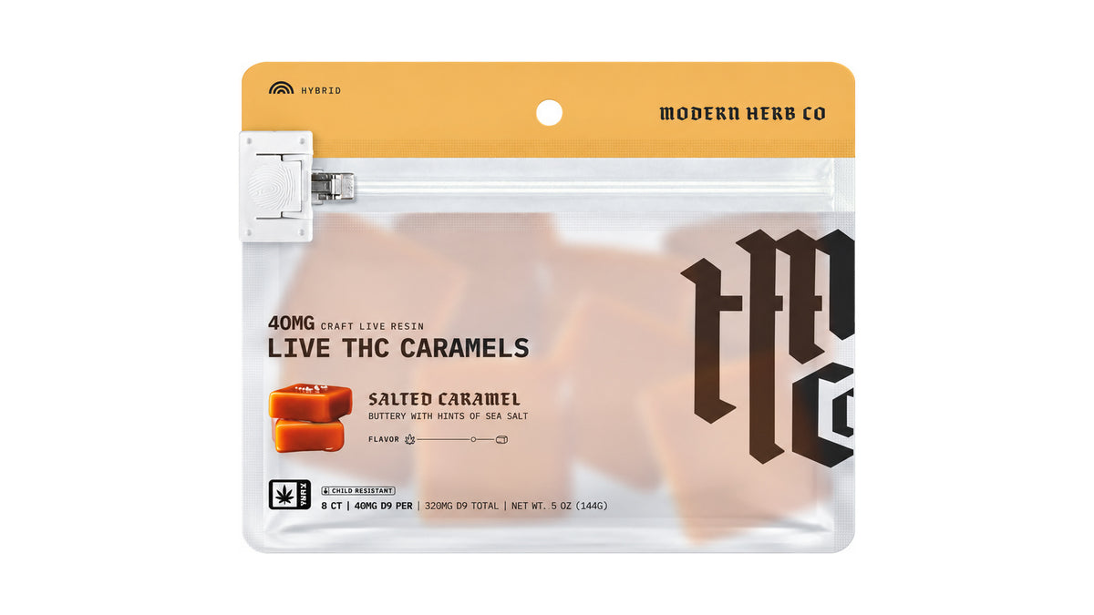 Modern Herb Co - Live Resin 40mg Caramels · Anytime 8ct — on white