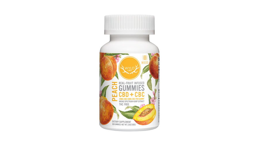 Wyld -  CBD Gummies · 20mg CBD: 10MG CBC Peach 10ct — on white