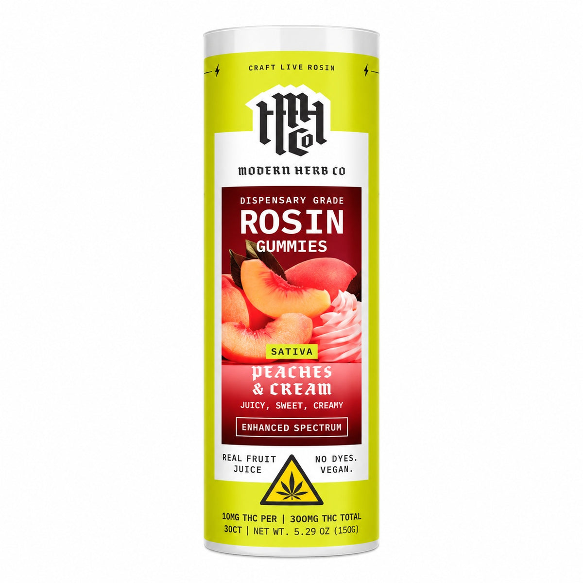 Modern Herb Co - 10mg D9 Live Rosin Gummies / Peaches and Cream (S) / 30ct — approved package photo