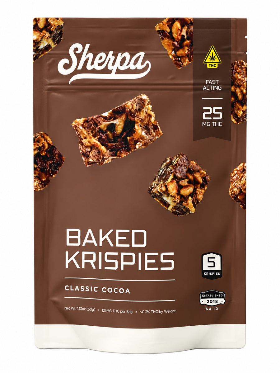 Sherpa - 25mg Baked Krispies / Classic Cocoa 5ct — approved package photo