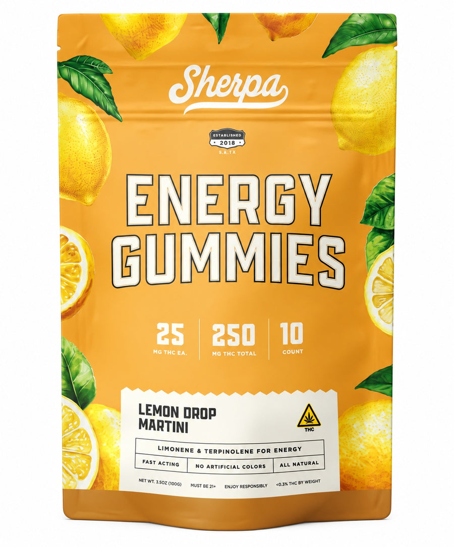 Sherpa - 25mg D9 Gummies / Lemon Drop Martini (S) 10ct — approved package photo