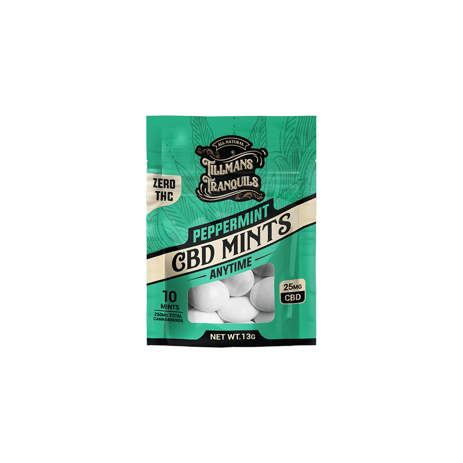 Tillmans Tranquils - D9 Mints / 25mg CBD / Peppermint — approved package photo