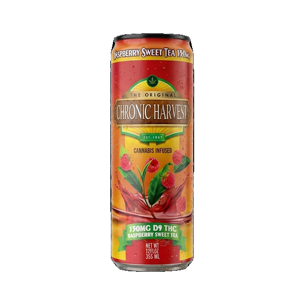 Chronic Harvest - 150mg D9 Tea — Raspberry Sweet — approved package on white