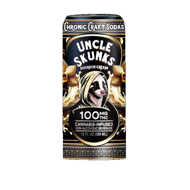 Uncle Skunks - 100mg D9 Chronic Craft Soda — Bourbon Cream — approved package on white