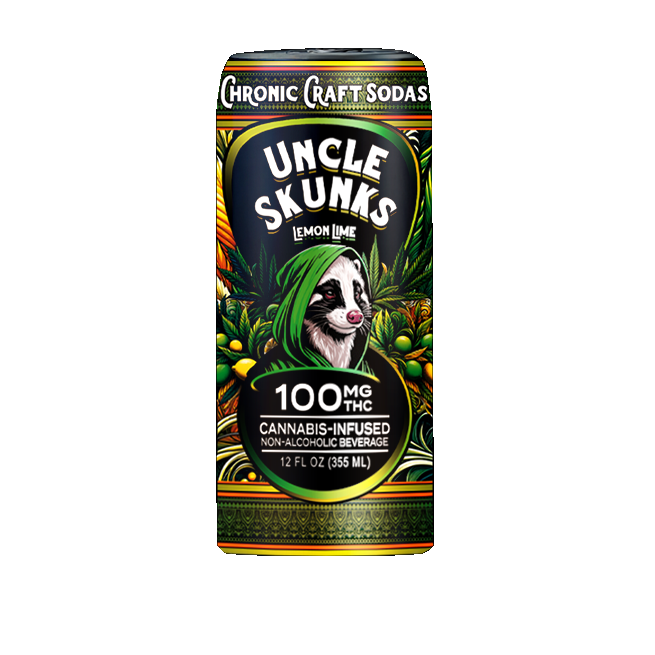 Uncle Skunks - 100mg D9 Chronic Craft Soda — Lemon - Lime — approved package on white