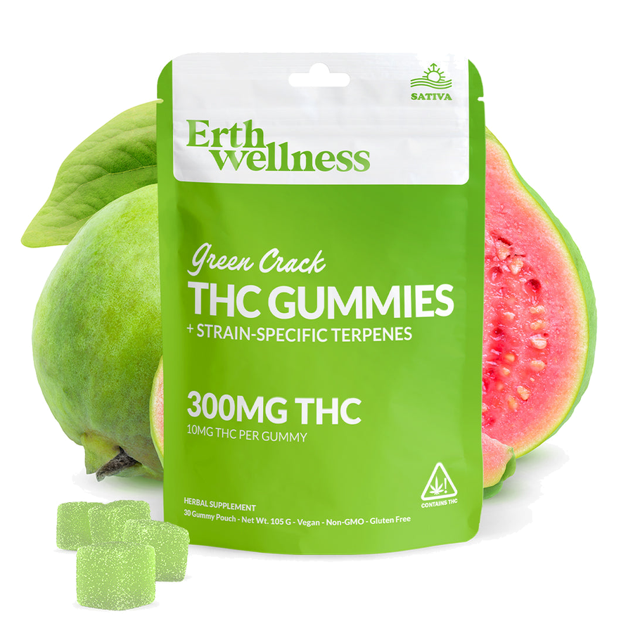 Erth Wellness - 10mg D9 Strain Specific Gummies — Green Crack (S) 30ct — approved package on white