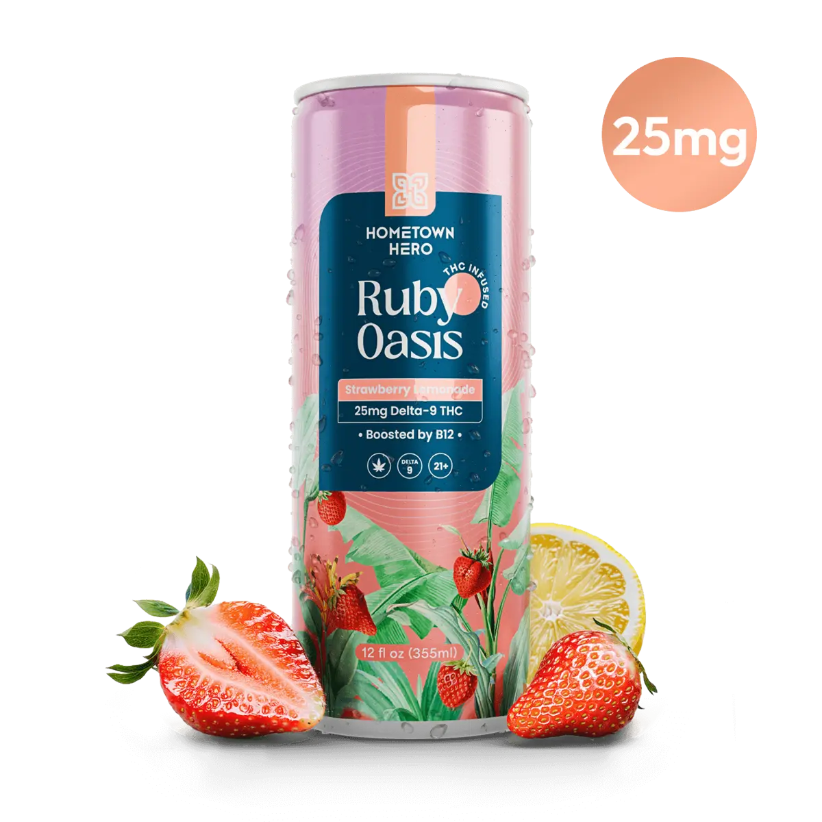 Hometown Hero -  D9 Lemonade — Ruby Oasis (Strawberry) / 25mg — approved package on white