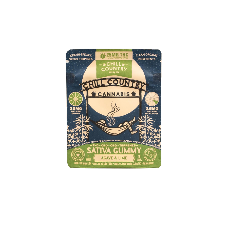 Chill Country - 25mg D9 Gummies — Agave & Lime (S) / 1ct — approved package on white