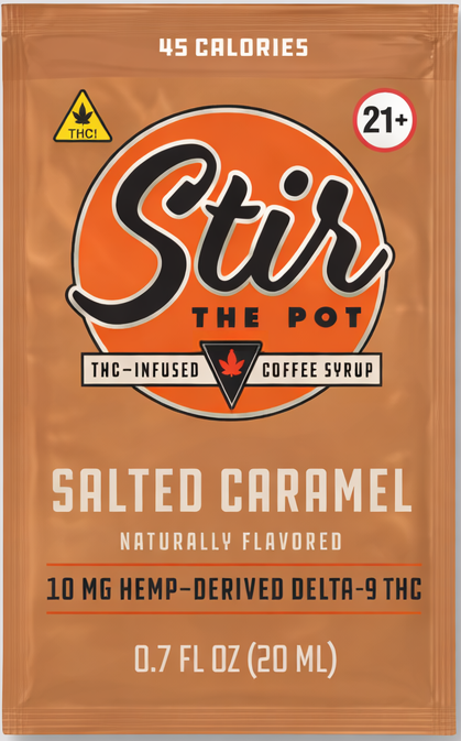 Stir The Pot Salted Caramel coffee syrup — single sachet, 10mg THC
