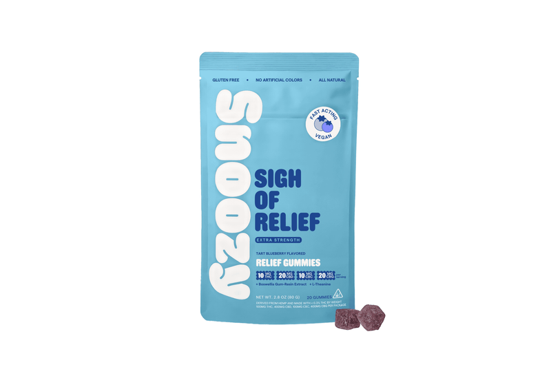 Snoozy Sigh of Relief extra strength, 20 gummies, 10mg THC per serving