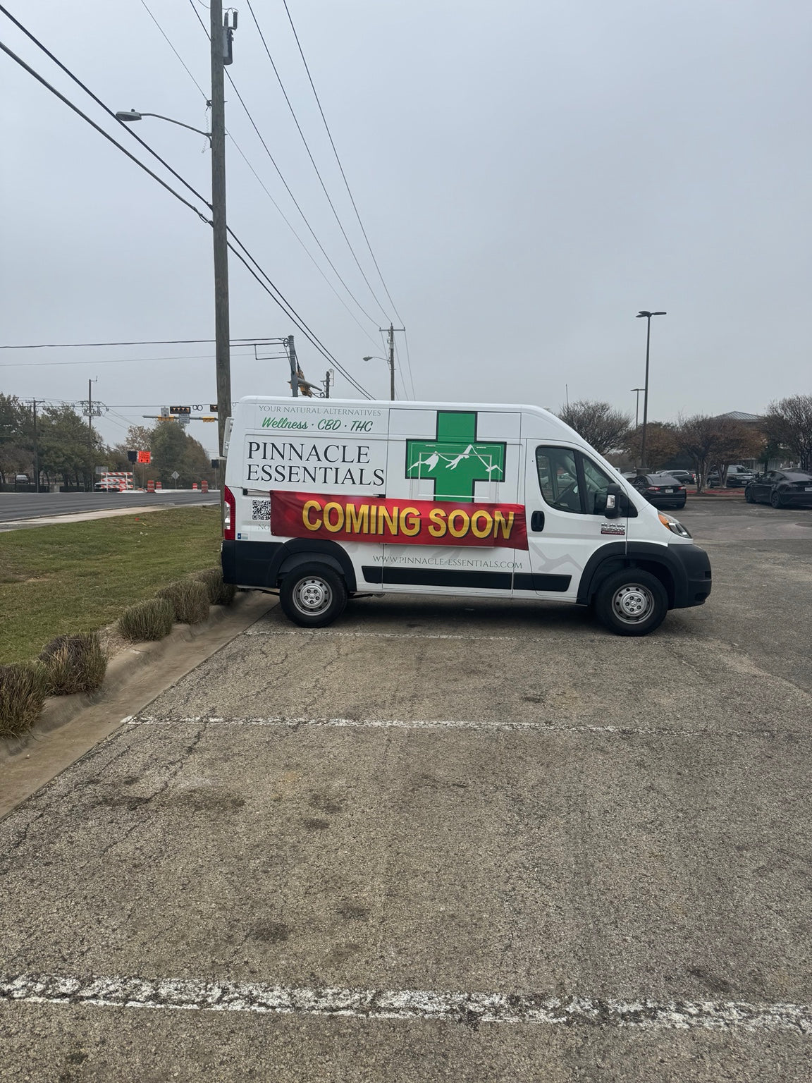 Pinnacle Essentials van with a coming soon banner